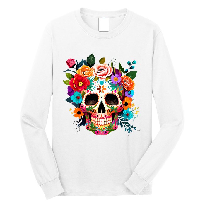 Cinco De Mayo Sugar Skull Day Of The Dead Mexican Fiesta Long Sleeve Shirt