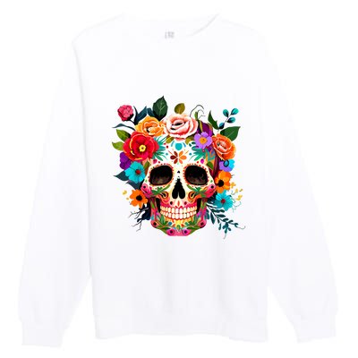 Cinco De Mayo Sugar Skull Day Of The Dead Mexican Fiesta Premium Crewneck Sweatshirt