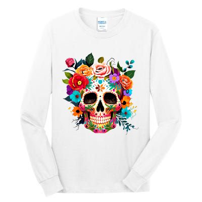 Cinco De Mayo Sugar Skull Day Of The Dead Mexican Fiesta Tall Long Sleeve T-Shirt