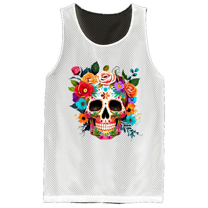 Cinco De Mayo Sugar Skull Day Of The Dead Mexican Fiesta Mesh Reversible Basketball Jersey Tank