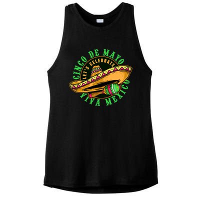 Cinco De Mayo Viva Mexico Ladies PosiCharge Tri-Blend Wicking Tank