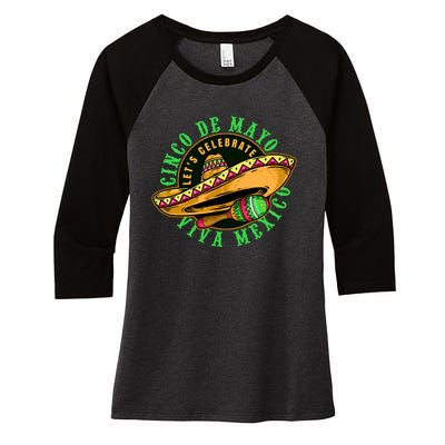 Cinco De Mayo Viva Mexico Women's Tri-Blend 3/4-Sleeve Raglan Shirt