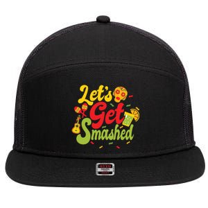 Cinco De Mayo Donkey Ig O Lets Get Smashed Gift 7 Panel Mesh Trucker Snapback Hat