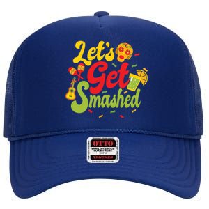 Cinco De Mayo Donkey Ig O Lets Get Smashed Gift High Crown Mesh Back Trucker Hat