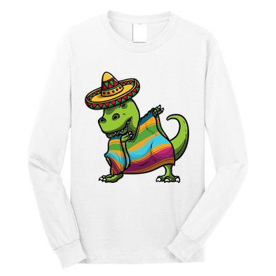 Cinco De Mayo Dinosaurs Dab Mexican Dinosaur Long Sleeve Shirt