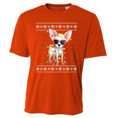 Chihuahua Dog Mom Christmas Ugly Sweater Gift Cooling Performance Crew T-Shirt