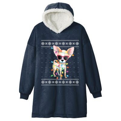 Chihuahua Dog Mom Christmas Ugly Sweater Gift Hooded Wearable Blanket