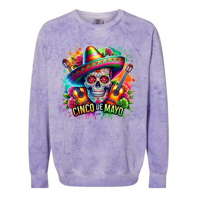 Cinco De Mayo Women Girl Mexican Skull Fiesta 5 De Mayo Colorblast Crewneck Sweatshirt