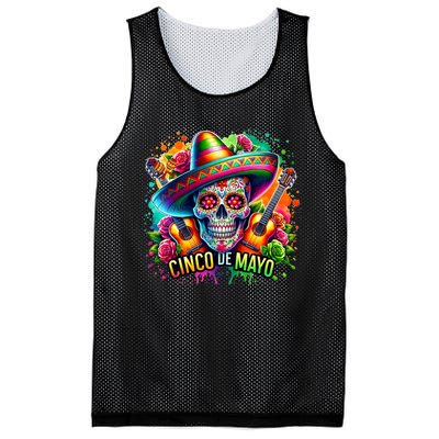 Cinco De Mayo Women Girl Mexican Skull Fiesta 5 De Mayo Mesh Reversible Basketball Jersey Tank