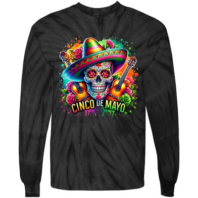 Cinco De Mayo Women Girl Mexican Skull Fiesta 5 De Mayo Tie-Dye Long Sleeve Shirt