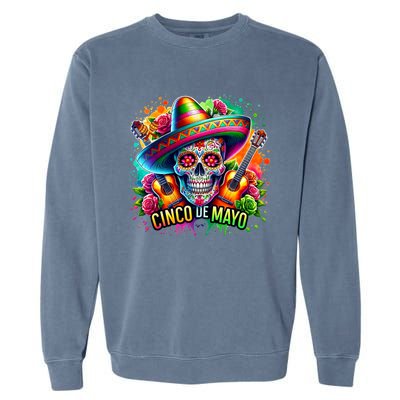 Cinco De Mayo Women Girl Mexican Skull Fiesta 5 De Mayo Garment-Dyed Sweatshirt