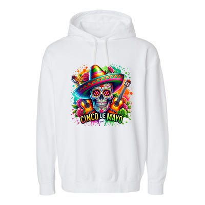 Cinco De Mayo Women Girl Mexican Skull Fiesta 5 De Mayo Garment-Dyed Fleece Hoodie