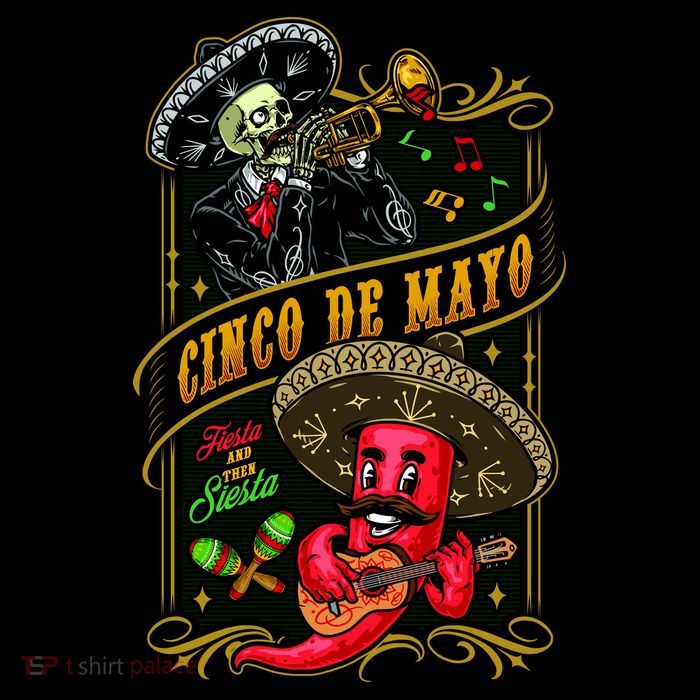 Cinco De Mayo Fiesta And Then Siesta Skeleton Pepper Music USA-Made Doggie Bandana