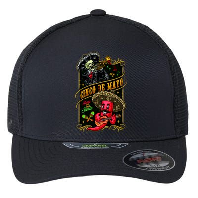 Cinco De Mayo Fiesta And Then Siesta Skeleton Pepper Music Flexfit Unipanel Trucker Cap