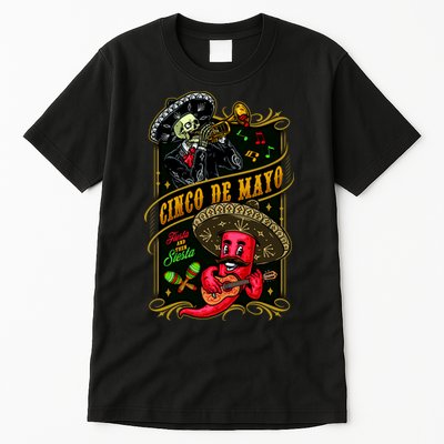 Cinco De Mayo Fiesta And Then Siesta Skeleton Pepper Music Tall T-Shirt