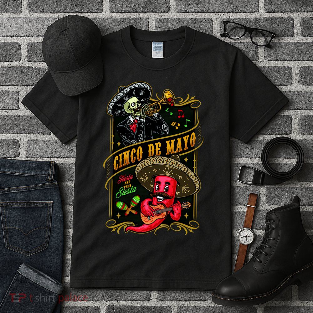Cinco De Mayo Fiesta And Then Siesta Skeleton Pepper Music Tall T-Shirt
