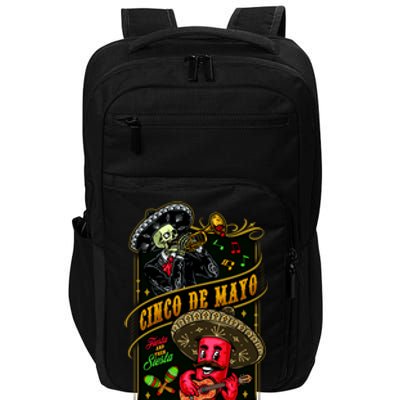 Cinco De Mayo Fiesta And Then Siesta Skeleton Pepper Music Impact Tech Backpack