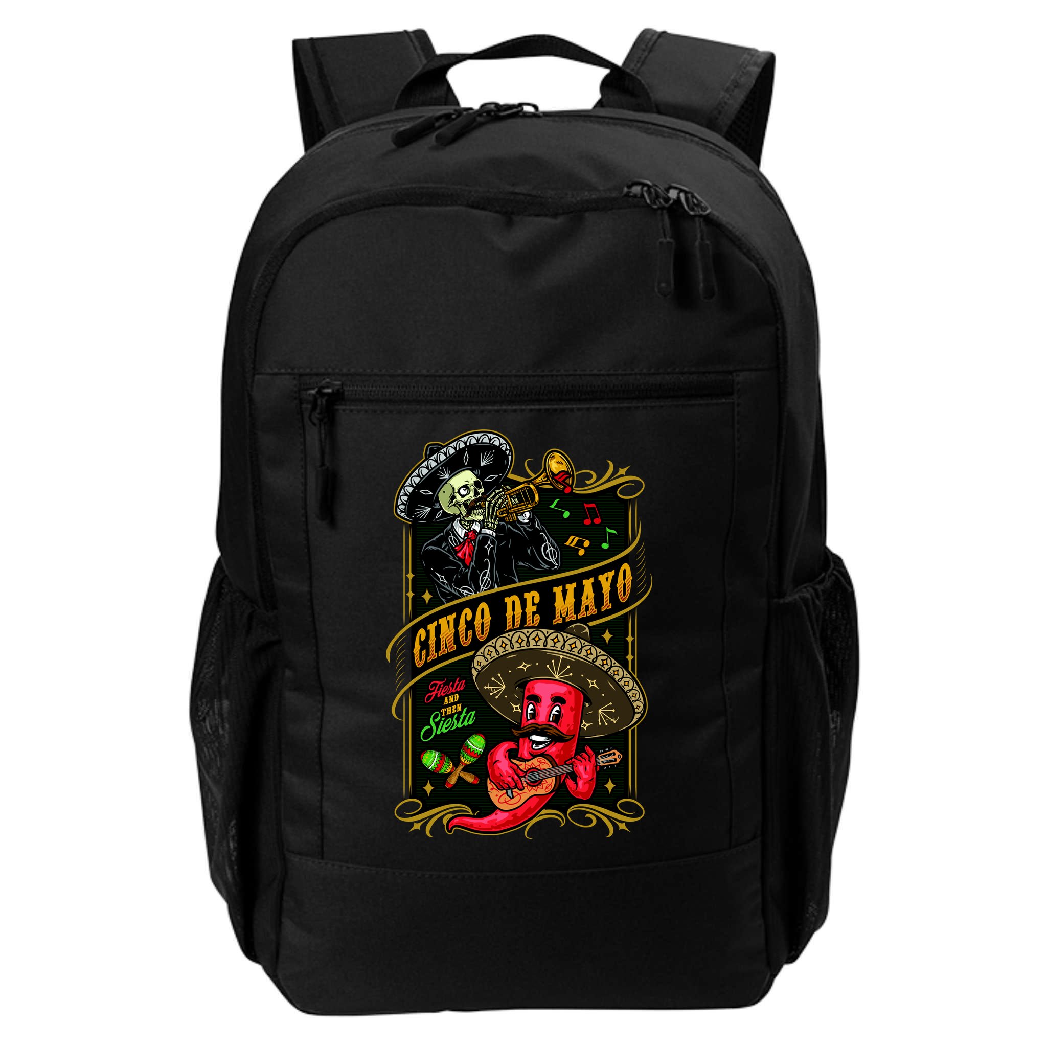 Cinco De Mayo Fiesta And Then Siesta Skeleton Pepper Music Backpack