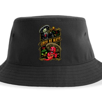 Cinco De Mayo Fiesta And Then Siesta Skeleton Pepper Music Sustainable Bucket Hat