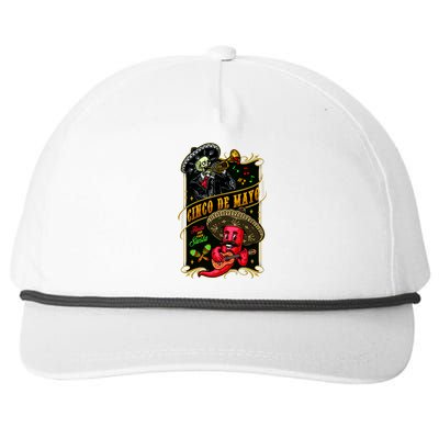 Cinco De Mayo Fiesta And Then Siesta Skeleton Pepper Music Snapback Five-Panel Rope Hat