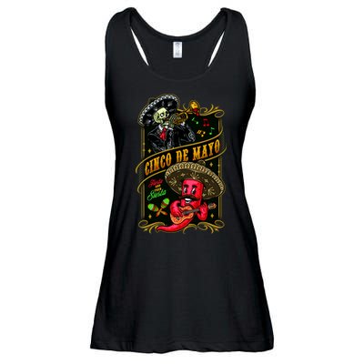 Cinco De Mayo Fiesta And Then Siesta Skeleton Pepper Music Ladies Essential Flowy Tank