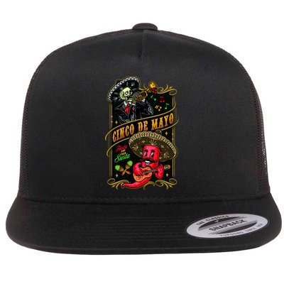 Cinco De Mayo Fiesta And Then Siesta Skeleton Pepper Music Flatbill Hat