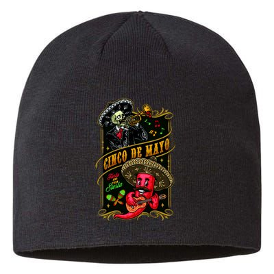 Cinco De Mayo Fiesta And Then Siesta Skeleton Pepper Music Sustainable Beanie