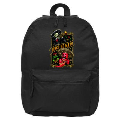 Cinco De Mayo Fiesta And Then Siesta Skeleton Pepper Music 16 in Basic Backpack