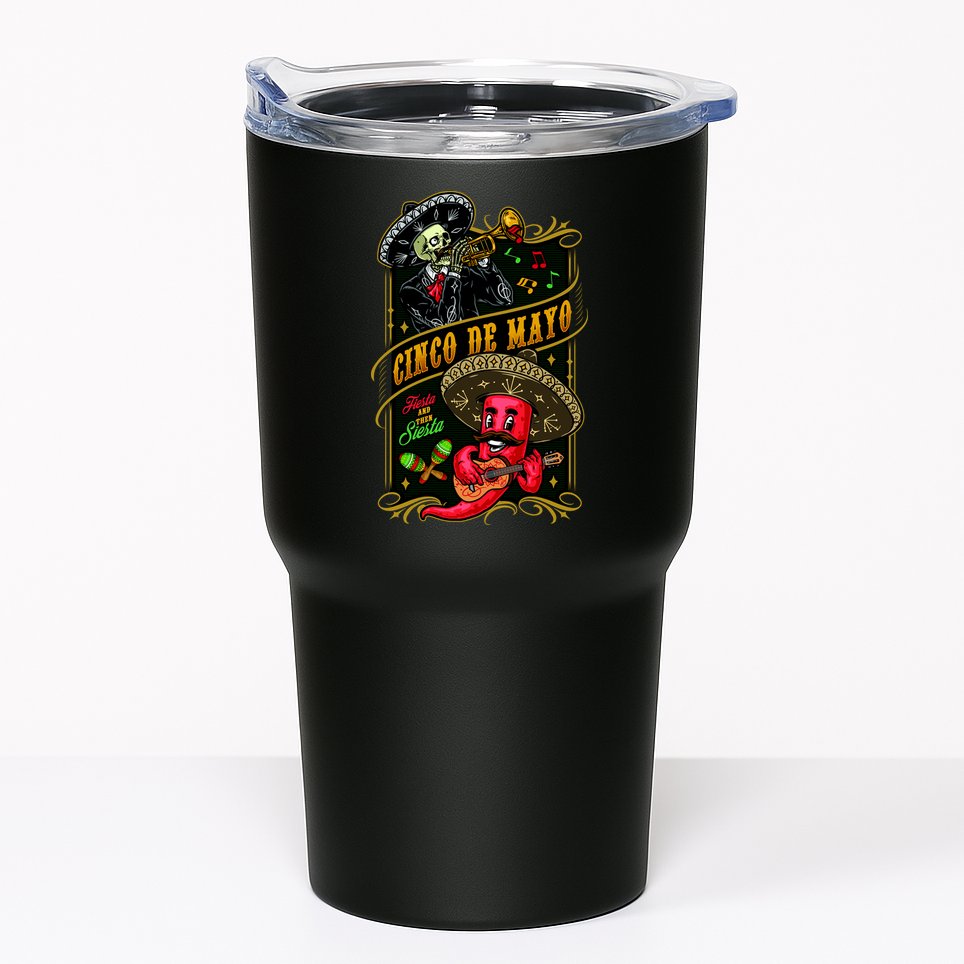 Cinco De Mayo Fiesta And Then Siesta Skeleton Pepper Music Tumbler