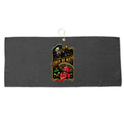 Cinco De Mayo Fiesta And Then Siesta Skeleton Pepper Music Large Microfiber Waffle Golf Towel