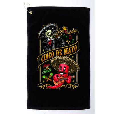 Cinco De Mayo Fiesta And Then Siesta Skeleton Pepper Music Golf Towel