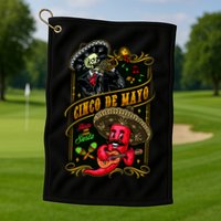 Cinco De Mayo Fiesta And Then Siesta Skeleton Pepper Music Golf Towel