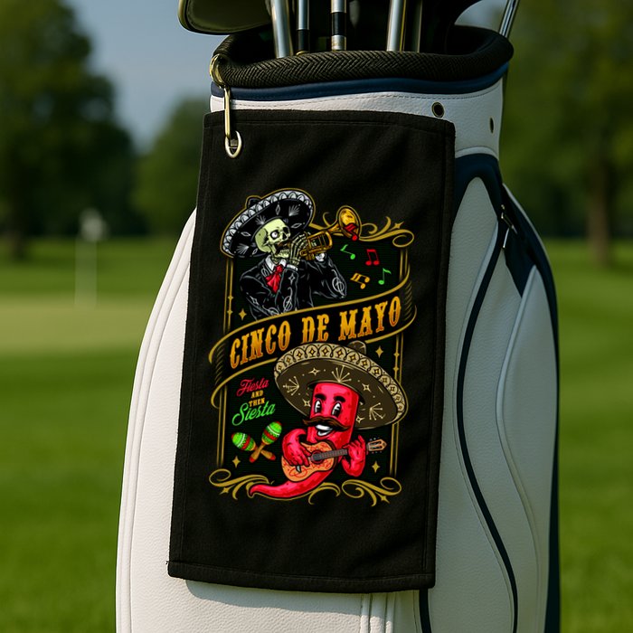 Cinco De Mayo Fiesta And Then Siesta Skeleton Pepper Music Golf Towel