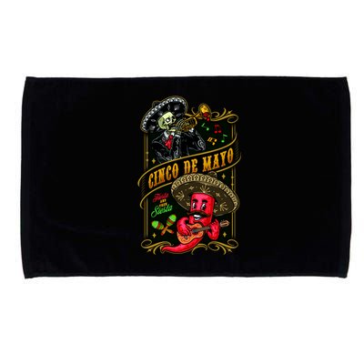 Cinco De Mayo Fiesta And Then Siesta Skeleton Pepper Music Microfiber Hand Towel