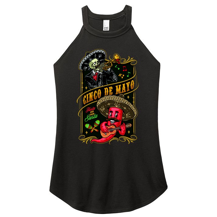 Cinco De Mayo Fiesta And Then Siesta Skeleton Pepper Music Women's Perfect Tri Rocker Tank