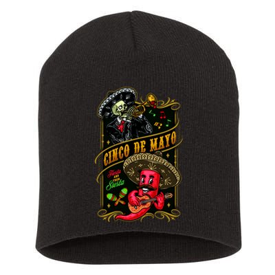 Cinco De Mayo Fiesta And Then Siesta Skeleton Pepper Music Short Acrylic Beanie