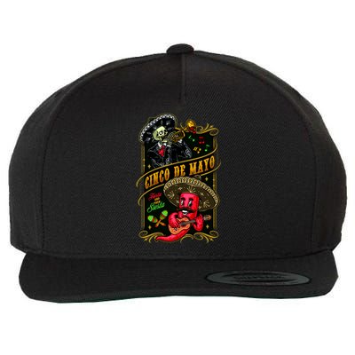 Cinco De Mayo Fiesta And Then Siesta Skeleton Pepper Music Wool Snapback Cap