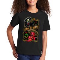 Cinco De Mayo Fiesta And Then Siesta Skeleton Pepper Music Kids T-Shirt
