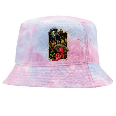 Cinco De Mayo Fiesta And Then Siesta Skeleton Pepper Music Tie-Dyed Bucket Hat