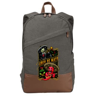 Cinco De Mayo Fiesta And Then Siesta Skeleton Pepper Music Cotton Canvas Backpack