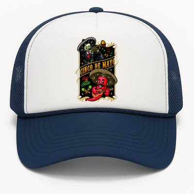 Cinco De Mayo Fiesta And Then Siesta Skeleton Pepper Music Trucker Hat