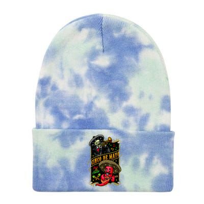 Cinco De Mayo Fiesta And Then Siesta Skeleton Pepper Music Tie Dye 12in Knit Beanie