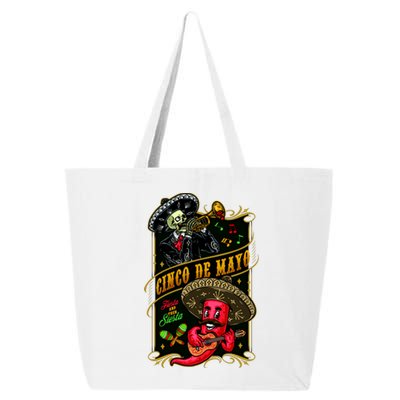 Cinco De Mayo Fiesta And Then Siesta Skeleton Pepper Music 25L Jumbo Tote