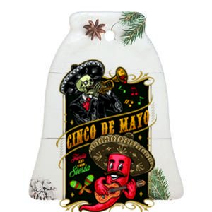 Cinco De Mayo Fiesta And Then Siesta Skeleton Pepper Music Ceramic Bell Ornament