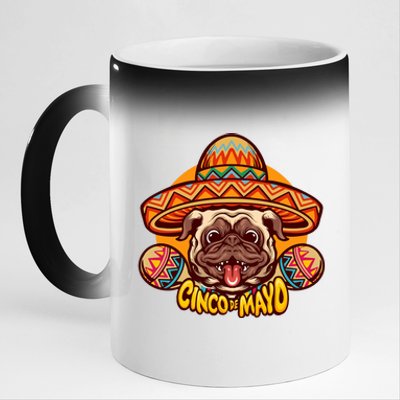 Cinco De Mayo Cute Pug 11oz Black Color Changing Mug