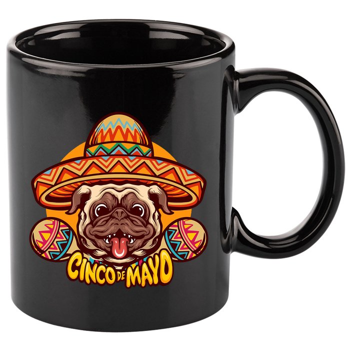 Cinco De Mayo Cute Pug 11oz C Handle Ceramic Mug