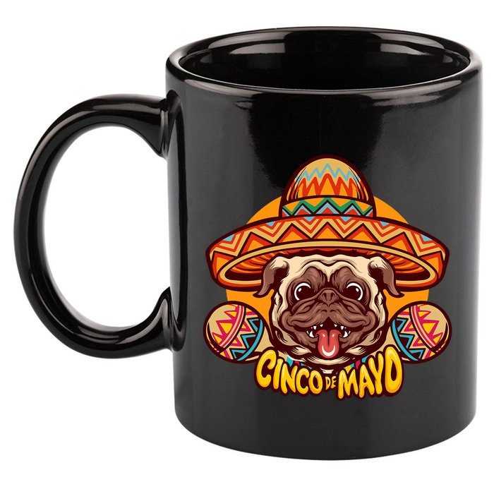 Cinco De Mayo Cute Pug 11oz C Handle Ceramic Mug