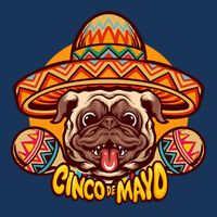 Cinco De Mayo Cute Pug 7 Panel Mesh Trucker Snapback Hat