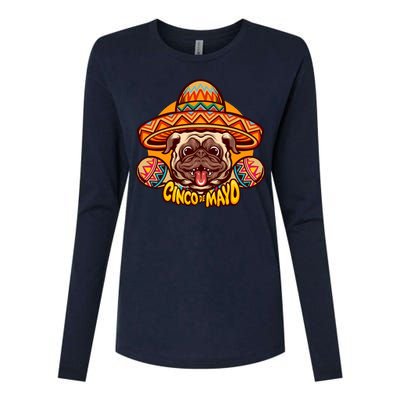 Cinco De Mayo Cute Pug Womens Cotton Relaxed Long Sleeve T-Shirt