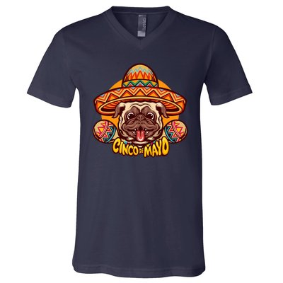 Cinco De Mayo Cute Pug V-Neck T-Shirt